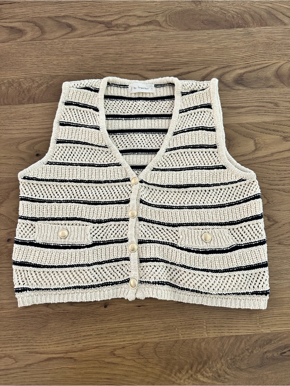 Striped Knit Vest (cream & navy)